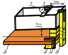 Нагрузка модели 3-мя грузами на 1-й позиции с четырёх угловым креплением быстро сборного модуля на лабораторном столе винтами М4 (остальные обозначения те же, что и на рис. 1)