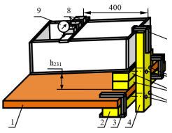 Нагрузка модели 3-мя грузами на 2-й позиции с четырёх угловым креплением быстро сборного модуля на лабораторном столе винтамиМ4 (остальные обозначения те же, что и на рис. 2)