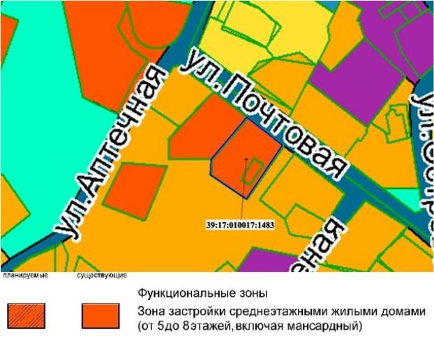 Фрагмент карты функционального зон городского округа