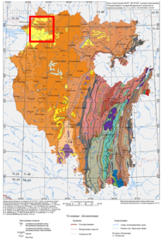 Геологическая карта республики Башкортостан с указанием расположения Арланского нефтяного месторождения [2]