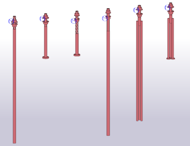 Пример 3D моделей анкерных болтов разных типов, выбранных в компоненте от производителя