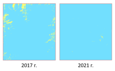 Результаты вычисления NDSI с 2006 г. по 2021 г.