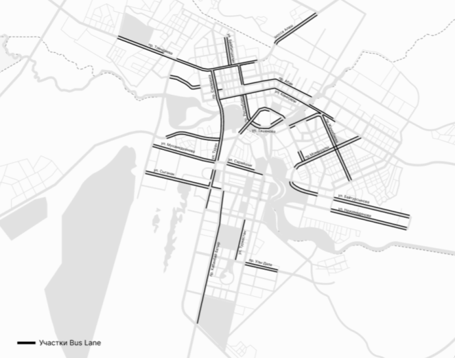 Карта расположения участков Bus lane