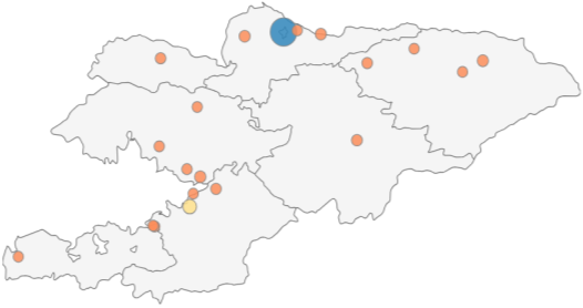 Карта плотности населения Кыргызстана