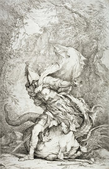 Язон и дракон. Гравюра Сальвадора Розы (Италия 1663–1664 гг.)