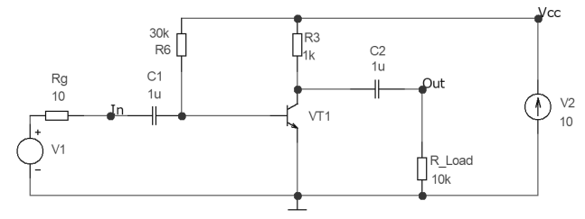 Схема с фиксированным смещением базы транзистора