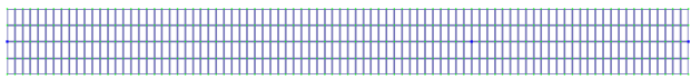 КЭ схема двухпролетной подтрибунной балки пролетами 4,725м+2,205м с плоской частью толщиной 675мм (схема без учета ступеней, их вес задан отдельной нагрузкой)
