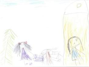 «Дом. Дерево. Человек». Нарисовала Лена (5 лет.)