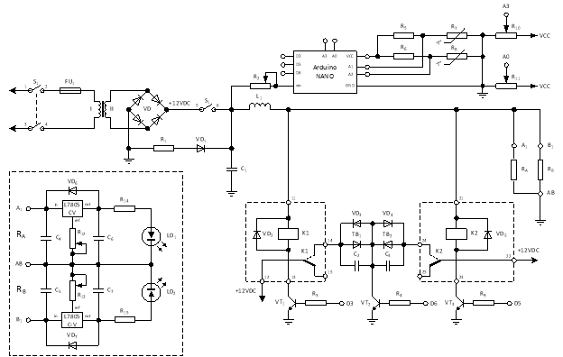 Электрическая принципиальная схема источника питания диодного лазера