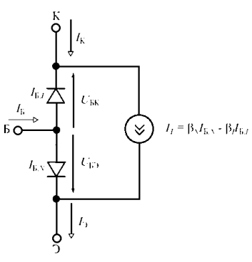 Транспортная модель n-p-n транзистора [5]