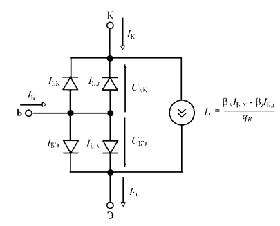 Уточнённая транспортная модель для n-p-n транзистора [5]