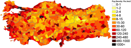 Плотность населения Турции. [4]