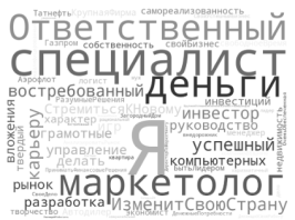 Смысловое облако результатов ответа на вопрос: «Кем себя видите после окончания университета?»