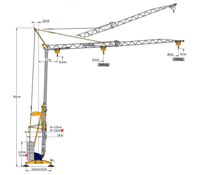 Итоговое рабочее положение самомонтируемого башенного крана