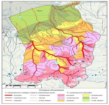 Карта селеопасности Иле Алатау