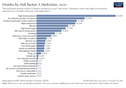 Смертность по факторам риска, Узбекистан, 2021 год [11]