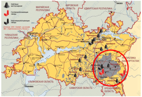 Карта расположения Ромашкинского месторождения [11]