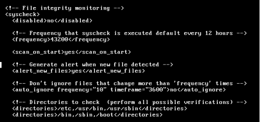 Раздел syscheck в конфигурационном файле ossec.conf