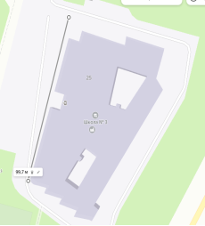 Определение примерных размеров крыши школы, используя интернет-карты