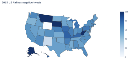 : Визуализация процентного соотношения отрицательных твитов по штатам