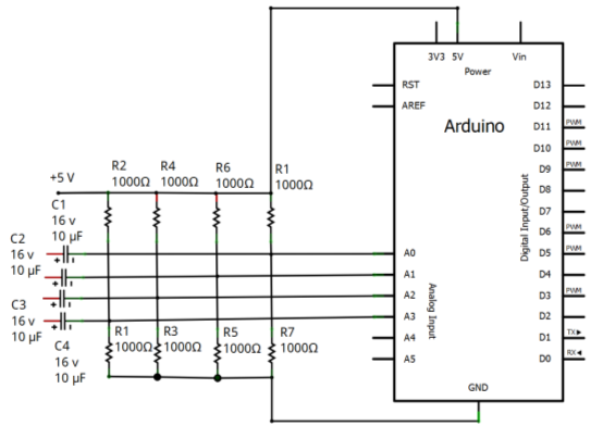 Электрическая схема включения Arduino UNO.