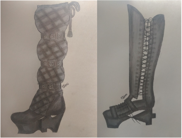 Дизайн зимней (а) и летней (б) обуви коллекции «Стальная туфелька»