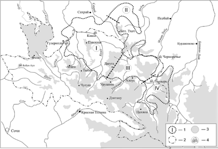 Ареал зубров в Кавказском заповеднике и его окрестностях