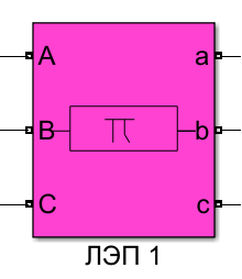 Изображение длинной линии в MatLab/Simulink и Параметры блока Three-phase PI Section Line