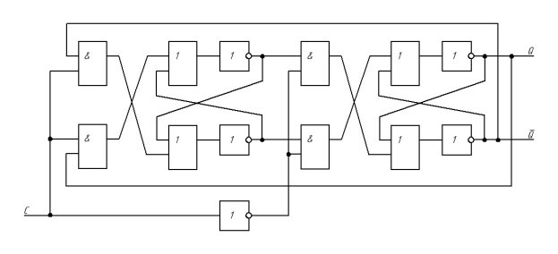 Схема управления нагрузкой с помощью одной тактовой кнопки на логических элементах