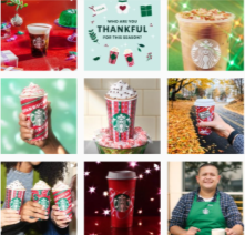 Пример одинакового постинга бренда Starbucks в социальной сети Instagram за рубежом