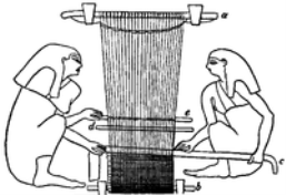 Фреска из Бени-Хасана «Женщины, работающие на ткацком станке». Древний Египет. X век до н. э.