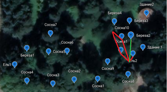 Карта GPS-данных Дендропарка МГУЛ