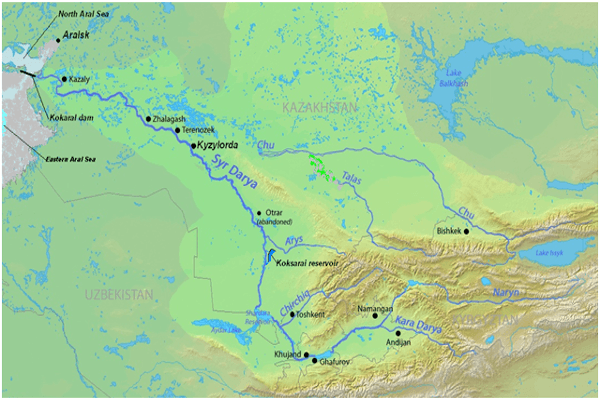 Карта-схема бассейна р. Сырдарья
