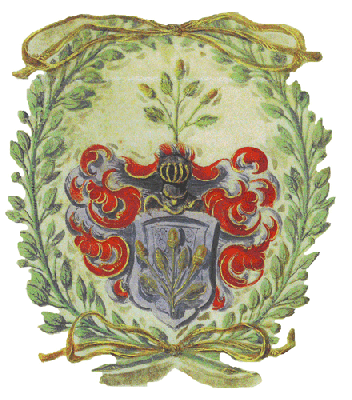 Фамильный герб семейства Хойбелей, присужденный Хойбелю и его потомкам от имени императора Леопольда I 18 февраля 1677 года