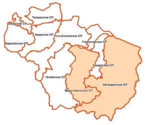 Местоположение Катандинского и Верх-Уймонского сельских поселений