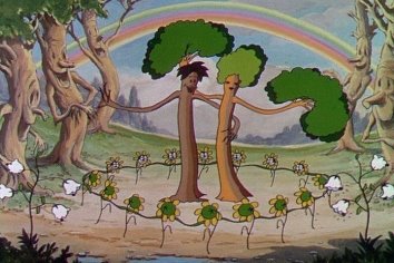 Кадр из анимационного фильма «Цветы и деревья»