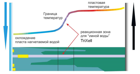 Схема работы TriXell при вытеснении нефти из пласта