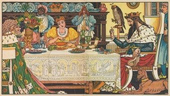 Walter Crane — Double-page illustration from The Frog Prince toy book. 1874