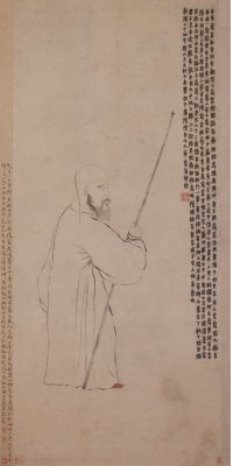 «Цзинь Нун. Автопортрет» (131,3 x 59,1 cм, картина в свитке, бумага, краски и тушь, хранится в Национальном музее Гугун)
