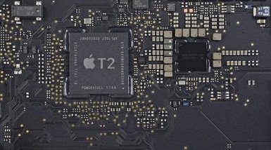 Внешний вид чипа Apple T2 на плате
