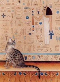 Изображение кошки на египетской картине
