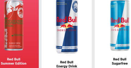 Изображение ассортимента напитков Red Bull