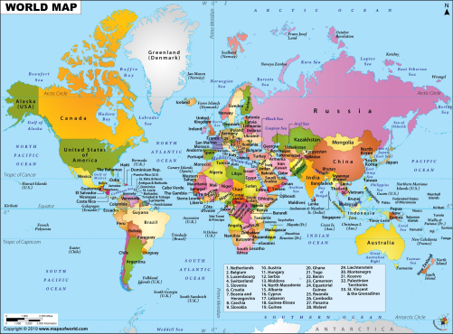 : World Political Map (Maps of World, 2019)
