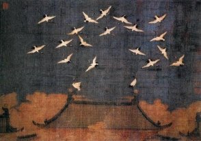 Картина Императора Хуэй-цзун (Чжао Цзи) «Журавли, добрые вестники»