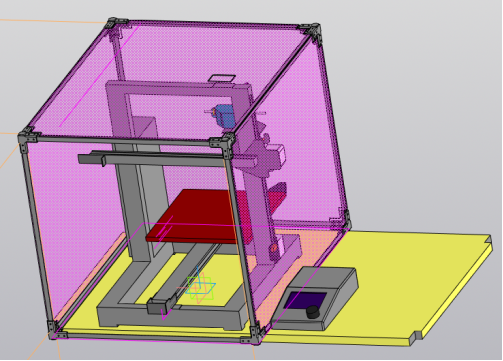 Эскиз термокамеры с установленными листами оболочки и 3Д-принтером