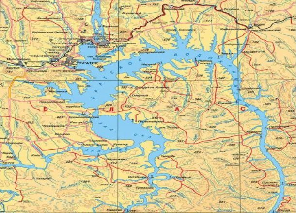 Карта Братского водохранилища