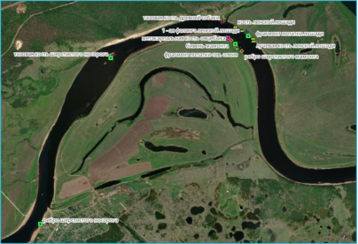 Обзорная карта-схема находок на берегу реки Амга, Амгинского и Чакырского наслегов