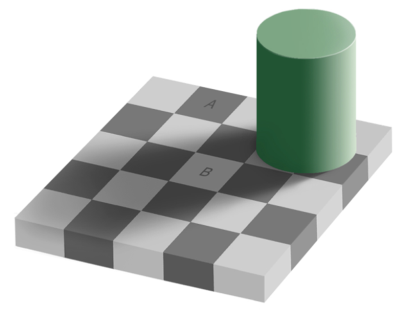 Цилиндр с тенью на шахматной доске