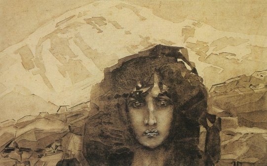 М. А. Врубель, «Голова Демона на фоне гор», 1890–1891.