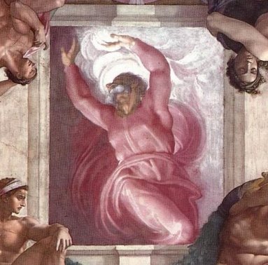 Отделение Света от Тьмы. Фрагмент росписи потолка Сикстинской капеллы. 1508–1512